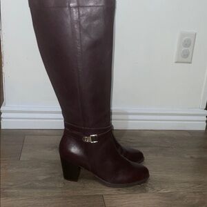 Burgundy Knee-High Boots